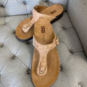 SAS Sanibel Gold Cork Thong Sandal - Size 9
